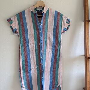 Madewell Linen Blend Central Shirtdress - Flagstaff Stripe Sz XXS